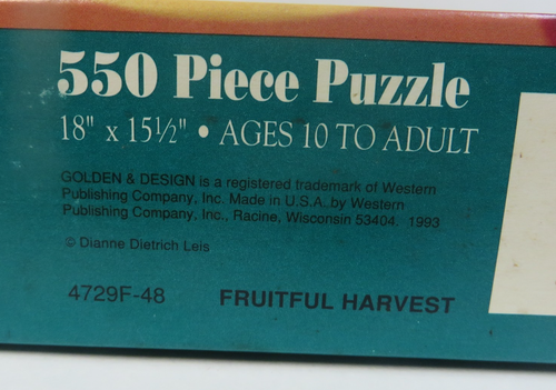 Golden 550 pc puzzle Fruitful Harvest RARE Vintage 1993 New - Afbeelding 4 van 4