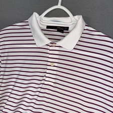 Ralph Lauren RLX Polo Shirt Mens Large White Red Striped Performance Stretch
