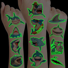 96 PCS Ocean Shark Glow in the Dark Pre-Cut Temporary Tattoos Sticker Sea Animal