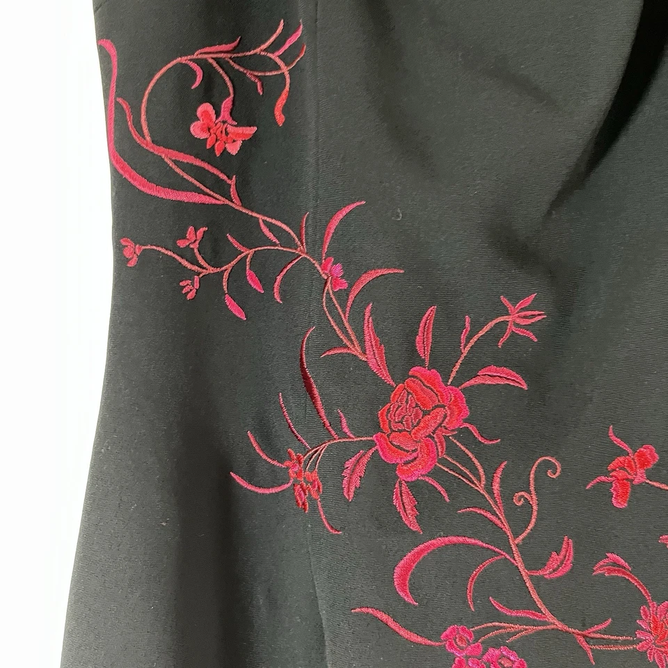 Vestido De Colección MAGGY LONDON Negro Forrado Floral Bordado Correa Sin Mangas Talla 8 Y2K Foto 3 de 4