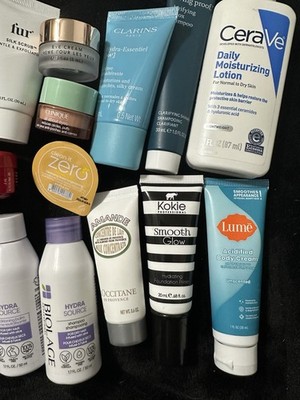 Travel Mini Beauty Items Clinique JLo Biolage Clarins CeraVe Cream Shampoo Etc.
