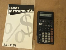 Texas Instruments BAII Plus Business Analyst Professional Calculator with manual