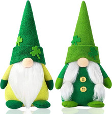 St. Patrick's Day Gnome Decorations - Handmade Plush Tomte Dolls 2 Pcs 