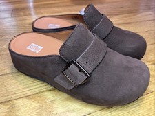 Fitflop clogs mules fg3-167 brown nubuck buckle shoes size 6/37 EUC
