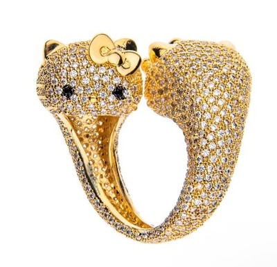 Noir Jewelry HELLO KITTY ring NWOT Size 7 18K gp