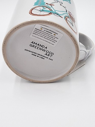 Amanda Greenwood Art Spring Blue Balloons w Bow on Bicycle Mug Cup 20 oz Gifts - Picture 7 of 9
