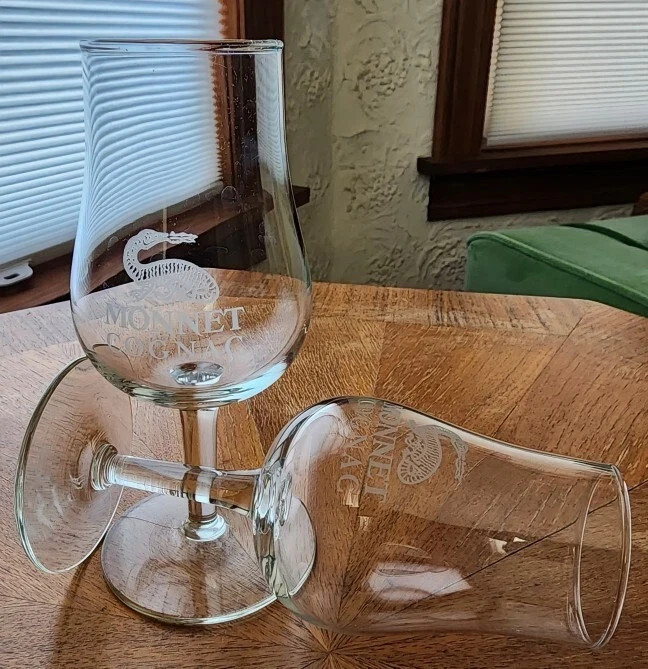 Vintage Monnet Cognac Etched Salamander Logo Snifter - Tulip Shape