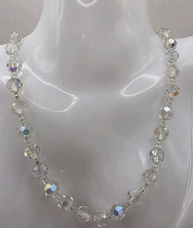 Vintage Coro Faceted AB Crystal with Ornate Clasp 7.5 Inches