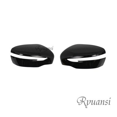 2X Gloss Black Side Rearview Mirror Cover Cap Trims For Nissan X-trail 2014-2018