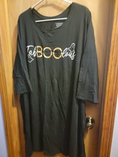 Sleep Shirt, SS, Black w/Glitter Gold "FabBOOlous", Catherines , Plus 30/32w