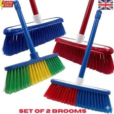 2 Set Soft Indoor Broom with Long Handle Floor Sweeping Brush Kitchen Home Clean