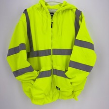 Berne HV Hi Visibility Yellow Tall XL Zipper Hoodie ANSI Class 3 Reflective