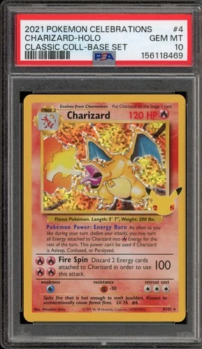 Pokemon Charizard Celebrations Classic Coll. Base Set Holo Rare #4 PSA 10