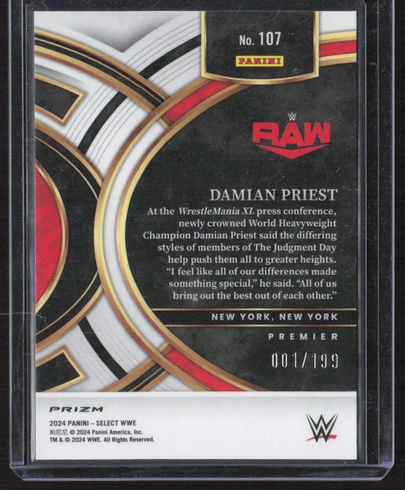 2024 Panini Select WWE #107 Damian Priest Light Blue Prizm /199 - Image 2 of 2