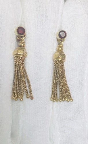 Atemberaubende antike viktorianische 15 kt Gold Granat Quaste Ohrhänger um 1880 - Bild 1 von 7