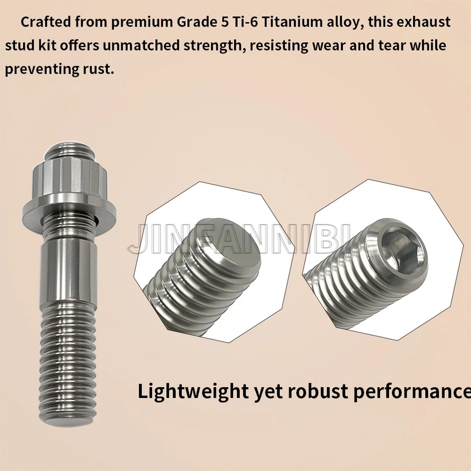 Kit de juntas de tubulação de cabeça de parafuso prisioneiro de titânio para Yamaha Rhino/Grizzly 660 Raptor 660R - Imagem 4 de 4