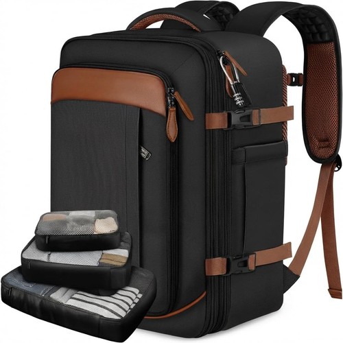 Vancropak 40L Travel Backpack for Men, Flight Large, Dark Black Brown