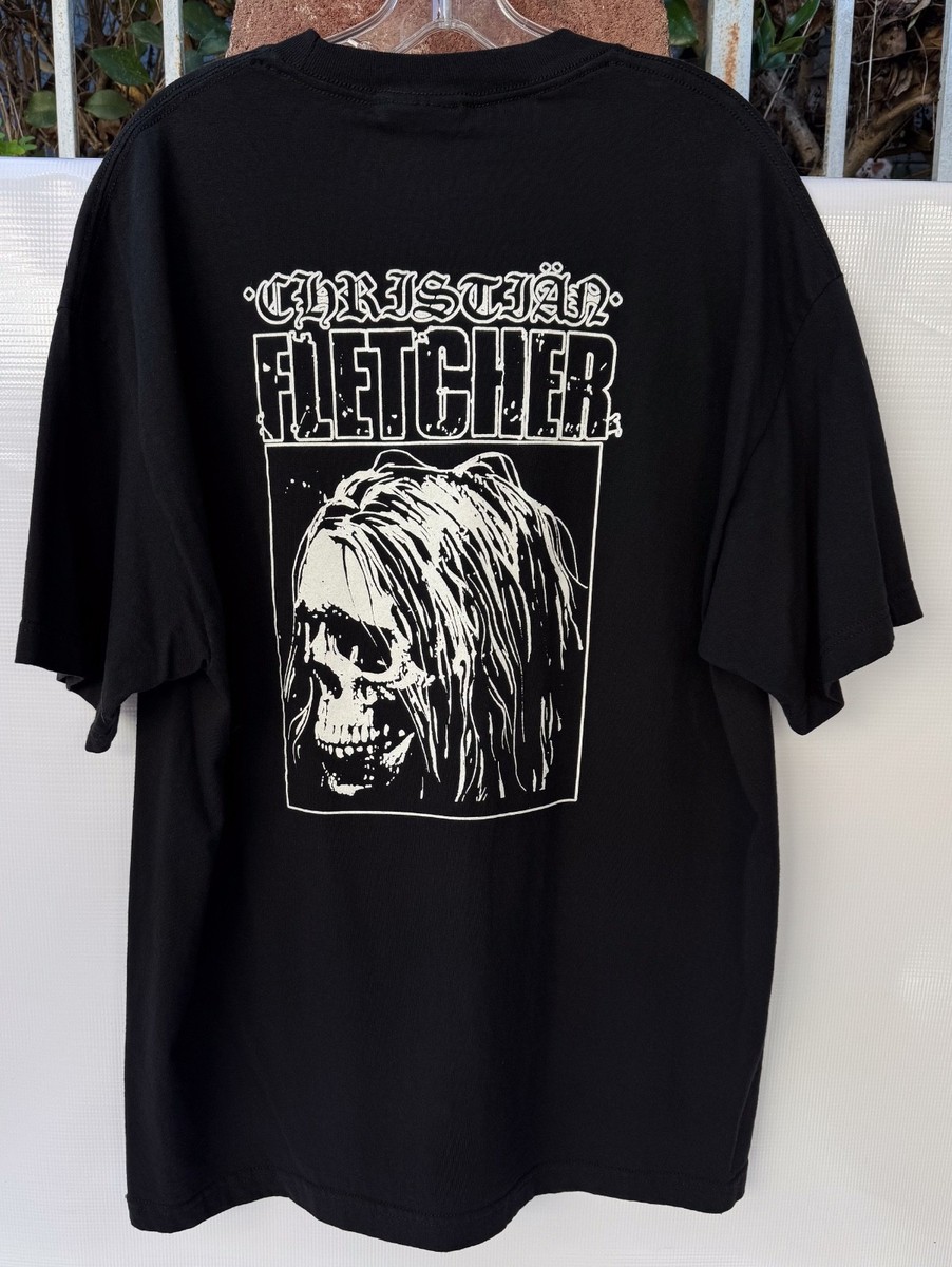 Vintage 90s Christian Fletcher Surf T-Shirt Skull Graphic Black XL