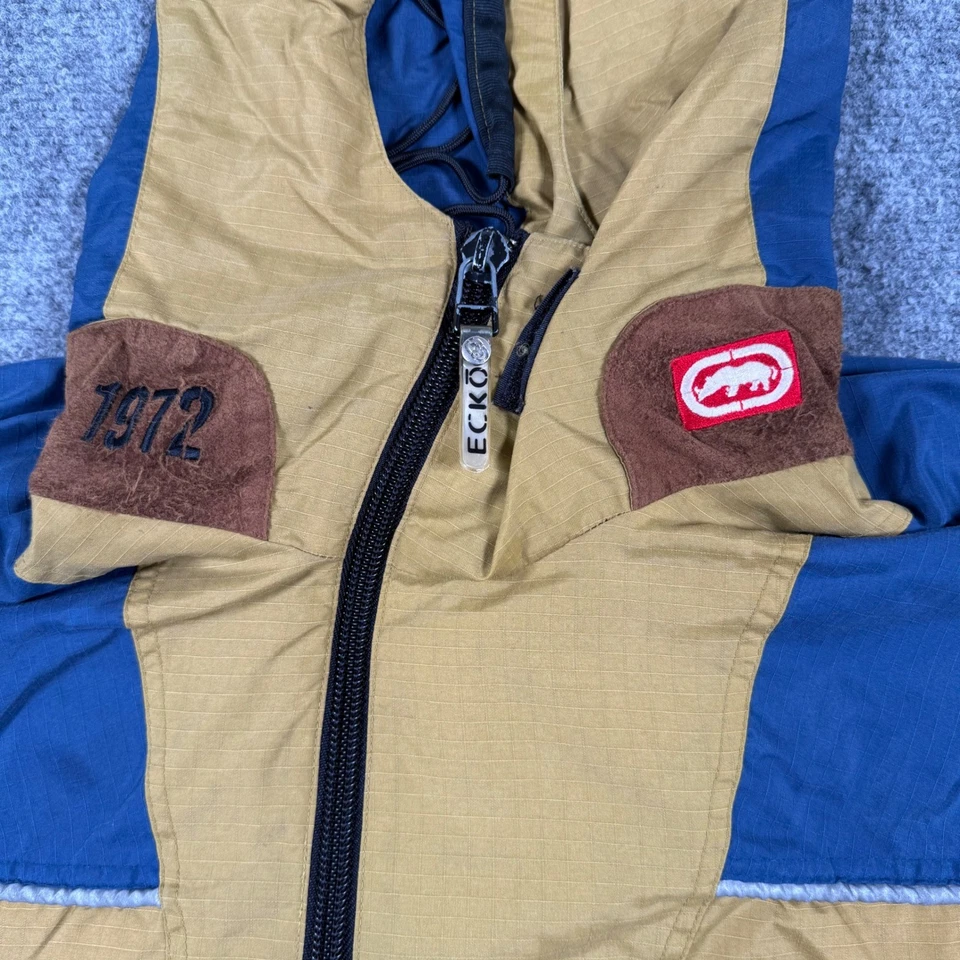 Ecko Unltd. Chaqueta vintage 1972 grande marrón bloque de color pulóver Anorak para hombre Foto 4 de 4