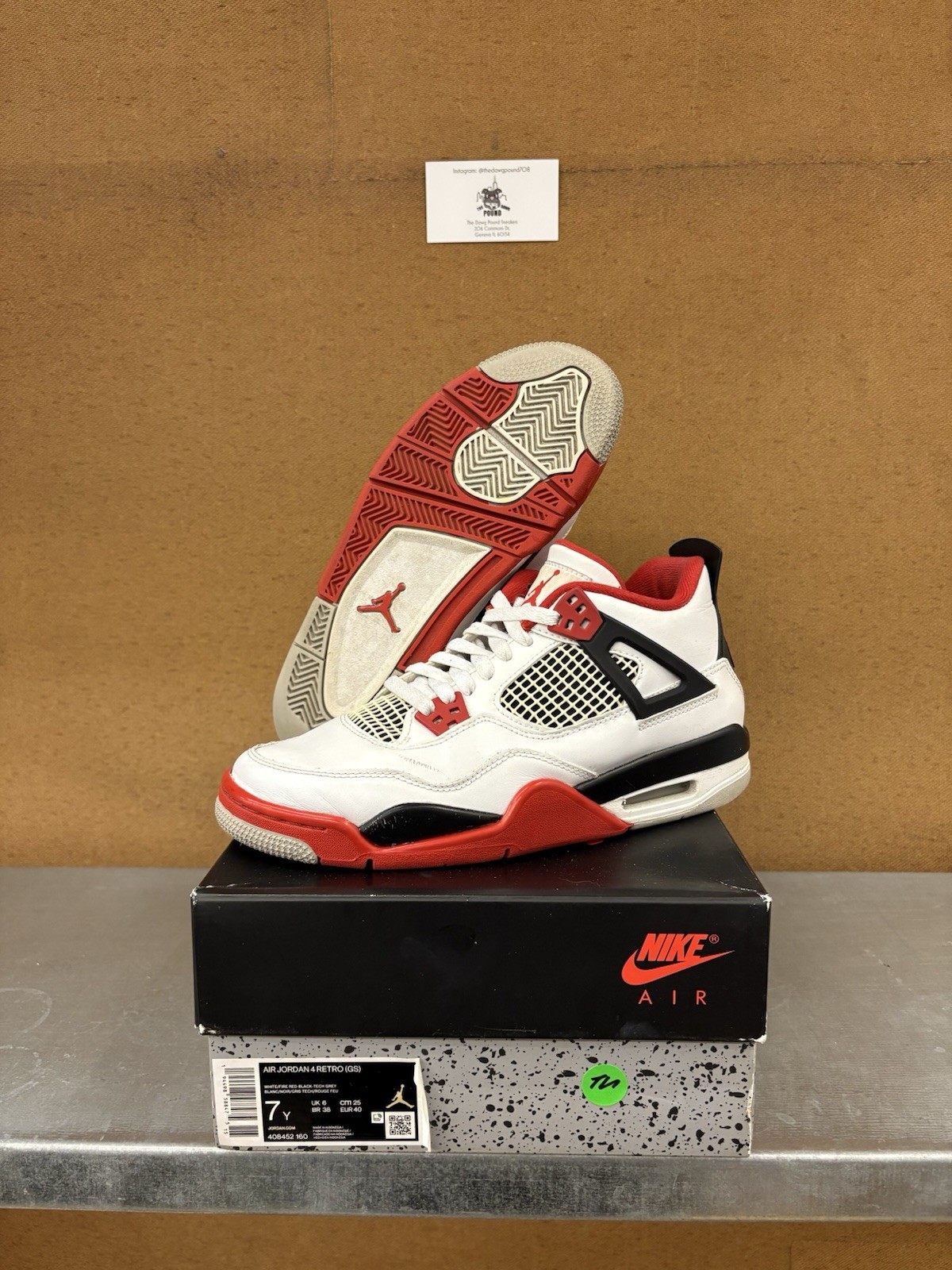 Nike Air Jordan 4 Retro OG GS Fire Red 2020 Grade School 408452-160 Size 7Y WORN