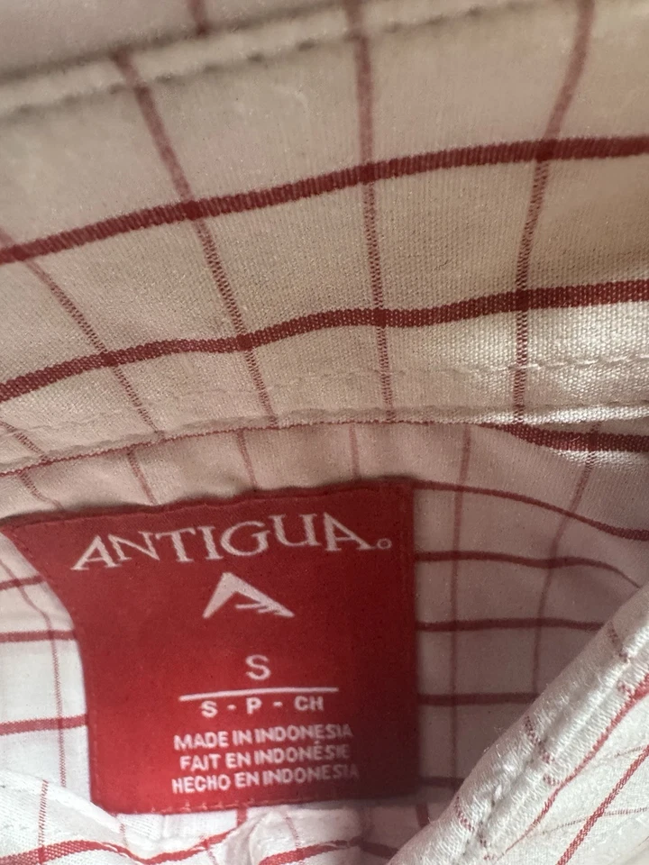 Antigua Affiliate Men’s Small White & Red Checked Dress Shirt NWT - Image 3 of 4