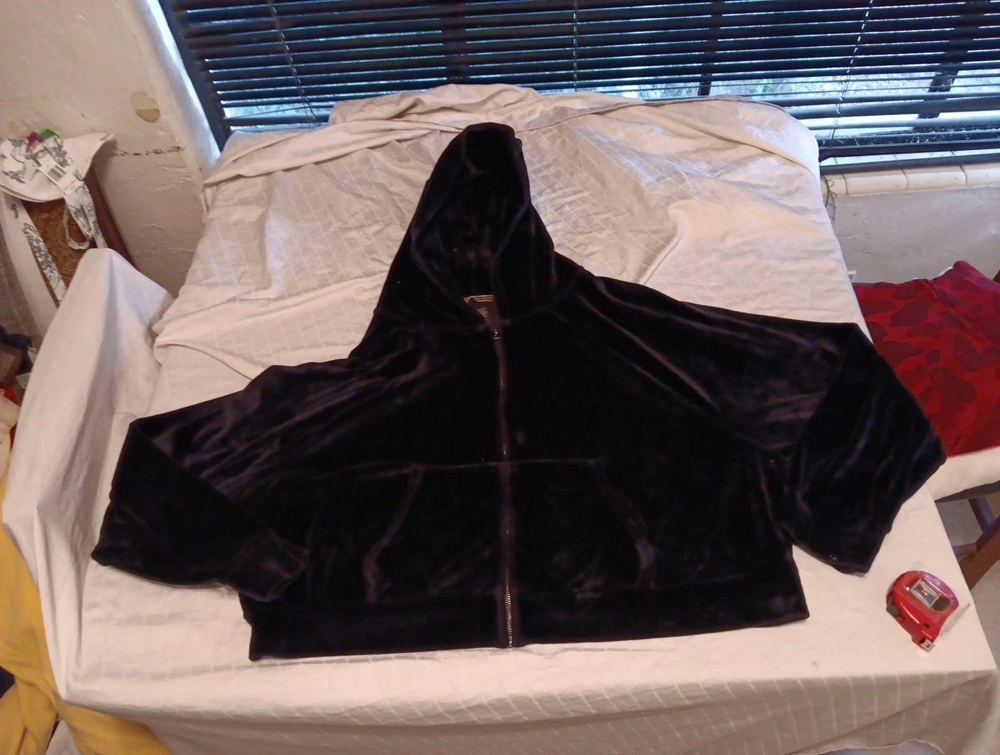 UNDERCOVER FELPA CON CAPPUCCIO Victoria's Secret VELLUTO ROSA logo ricamato FULL ZIP CROP velluto taglia XL