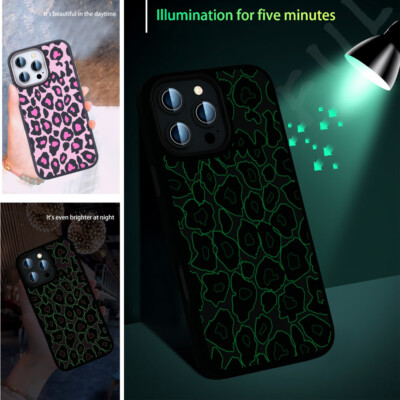 Fluorescence Case For iPhone 16 Pro Max 15 14 13 12 Slim Leopard Shockproof Case