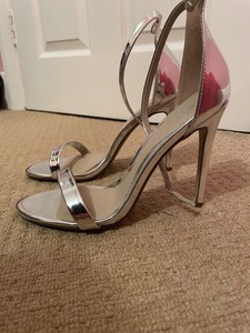 silver strappy heels