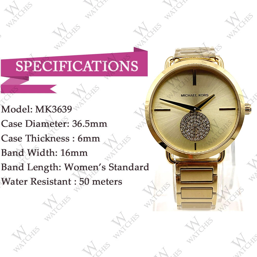 New Michael Kors MK3639 Portia Gold Dial Stainless Steel Quartz