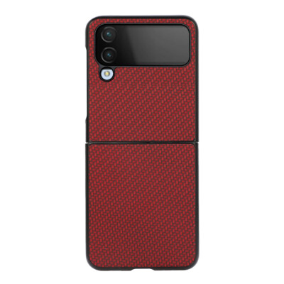 Für Samsung Galaxy Z Flip4 5G Carbon Etuis Handy Tasche Hülle Rot Cover Case Neu