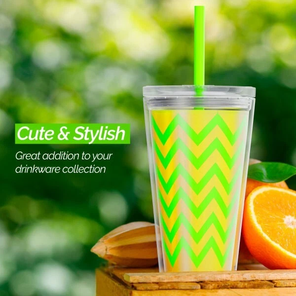 Vaso Copco Minimus Chevron Design Doble Aislamiento Libre de BPA 24 OZ, Verde Lima Foto 4 de 4