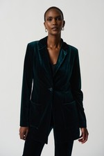 Joseph Ribkoff 234288 Dark Green Velvet Blazer Size 8 Rrp £325
