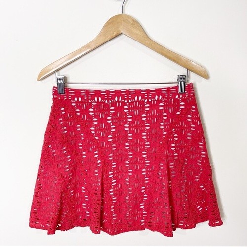 10 Crosby Derek Lam Red Eyelet Pleated 