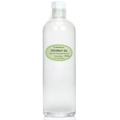 16 Oz Premium Pure Organic Cold Pressed Best Fractionated Coconut Oil Shiny Hair