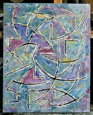 BETWEEN THE RAINS original NEW abstract 16x20 oil painting WOW signed Crowell US