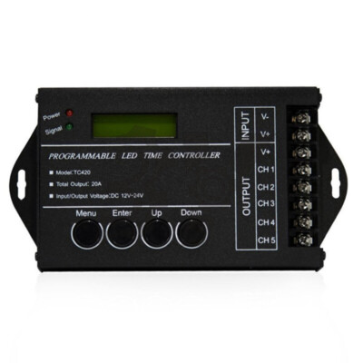 TC420 DC12V-24V Time Programmable RGB LED Controller 5Channel LED Dimmer #T5