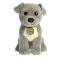 New AURORA WORLD Miyoni Stuffed Plush Toy PIT BULL TERRIER Soft Dog Grey Cream