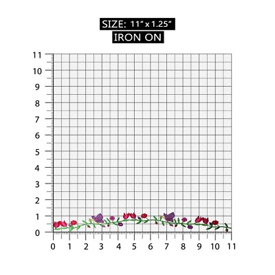 ID 6948 Flowers On Vine Patch Garden Nature Strip Embroidered Iron