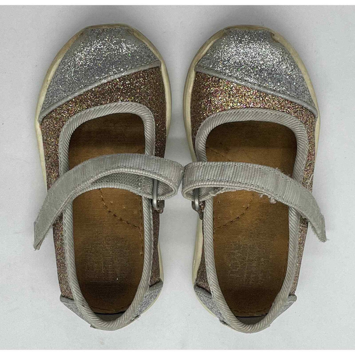 Tom's Baby Girl Toddler Silver Gold Glitter Mary Jane Shoes