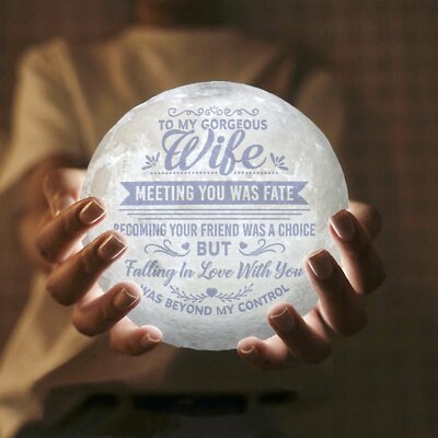 To My Wife Anniversary Gift Romantic Moon Night Light Magical Lunar Lamp Custom