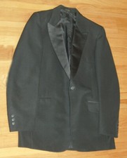 Vintage mens tuxedo jacket blazer black satin lapel 42 R 42R Roberts prom