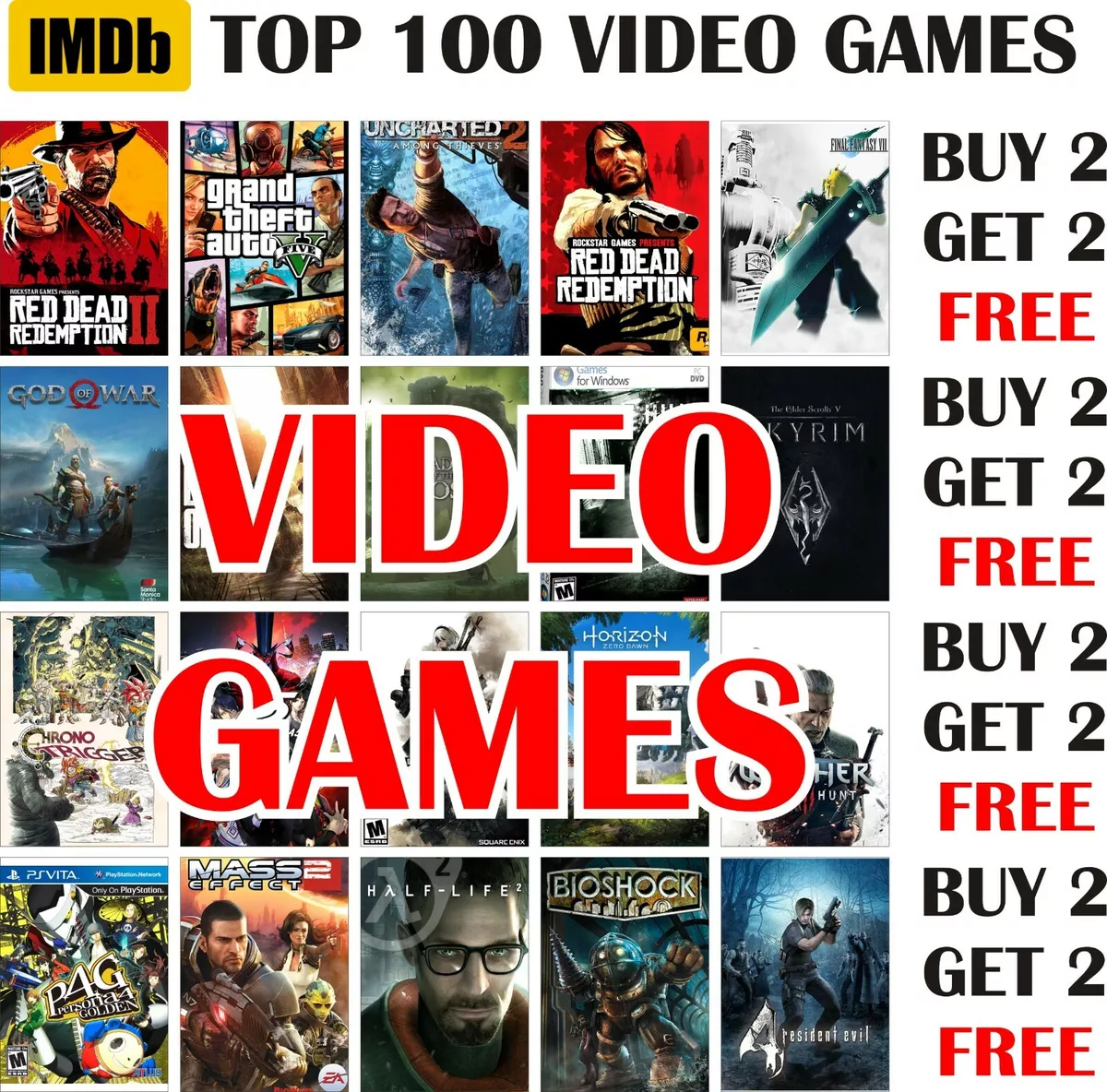 IMDb Top 100 Greatest Video Games Posters A4 A3 Size BUY 2 GET 2