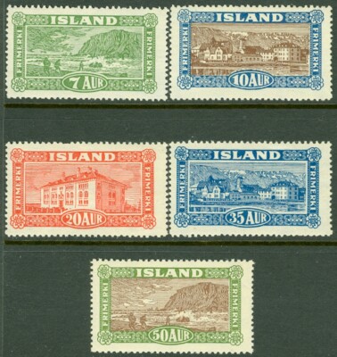 EDW1949SELL : ICELAND 1925 Sc #144-48 Cplt set. VF, Mint OG. Fresh