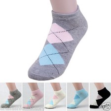 6 Pairs Diamond Shape Low Cut Argyle Golf Socks in Bulk Unisex Sock