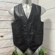 46 Coronado Concealed Carry Snap Black Leather Vest Motorcycle Biker Conceal