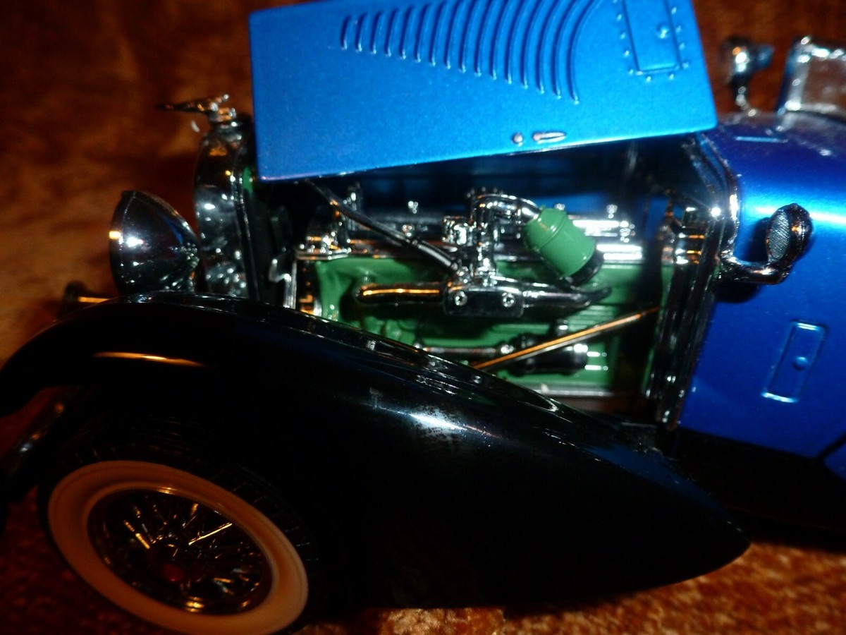 Franklin Mint 1/24 B11RU77 - 1933 Duesenberg J Bleu Métal - Miniature Collection