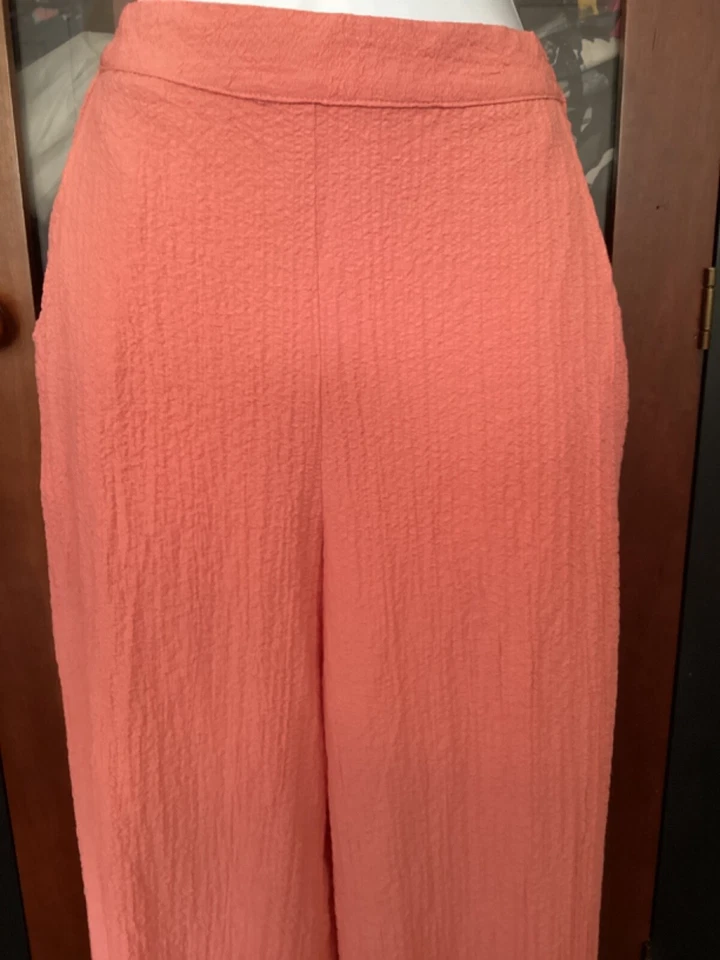 PANTALÓN PECK & PECK FÁCIL BREEZY GASA CINTURA ELÁSTICA PIERNA ANCHA CORAL QUEMADO - TALLA M Foto 2 de 4