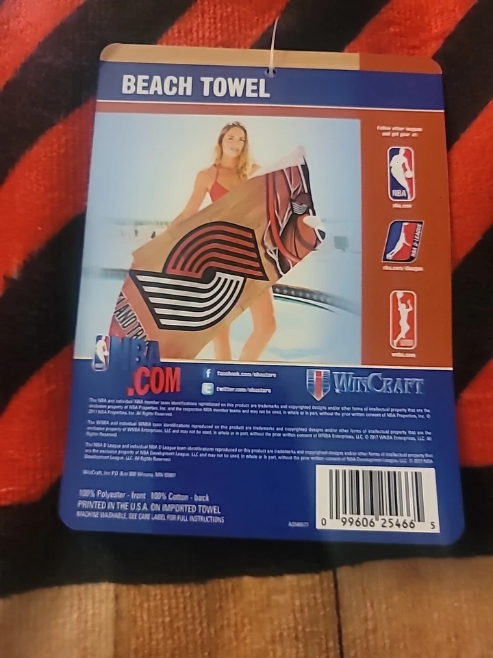 Toalha de praia Portland Trail Blazers 30×60 polegadas Wincraft nova com etiquetas - Imagem 4 de 4