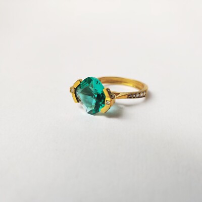 925 silver emerald ring vintage antique Handmade Size 7