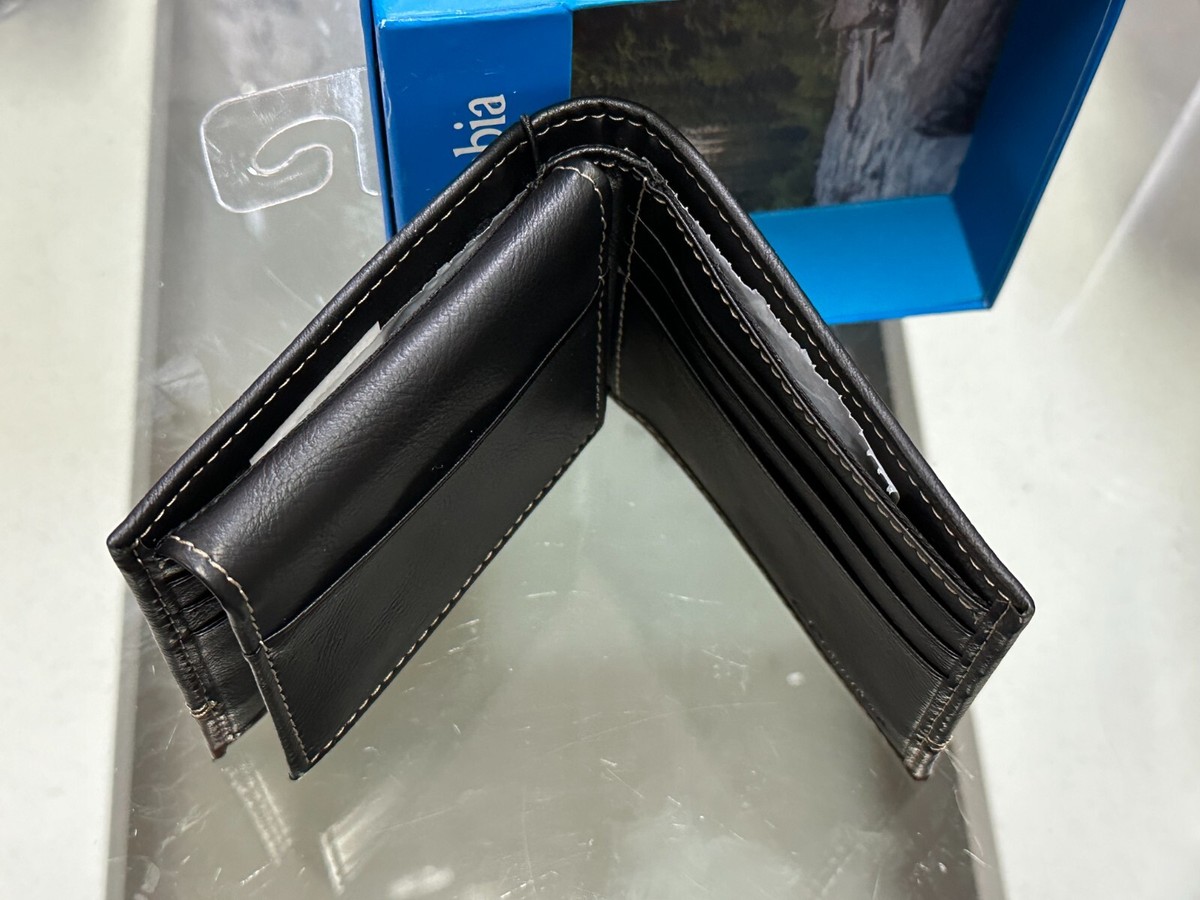 COLUMBIA 220050 Men Genuine Coated Leather BILLFOLD Wallet BLACK